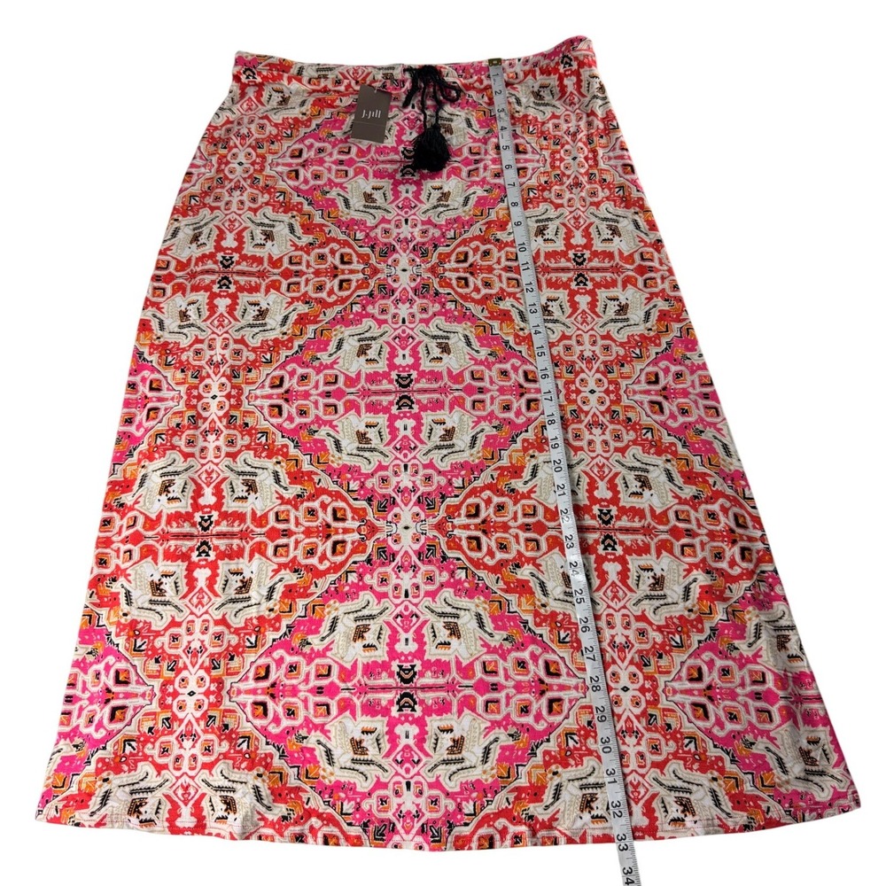 J. Jill Watermelon Print Geometric Medallion A-Line Midi Skirt Pink Orange M NEW - Picture 3 of 7